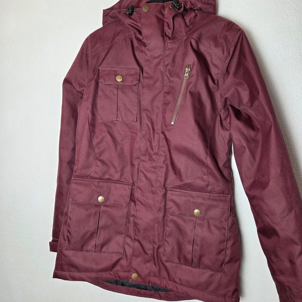 Pulse Burgundy Snowboarding Skiing Snow Jacket Hooded‎ Womens size M - Picture 3 of 13